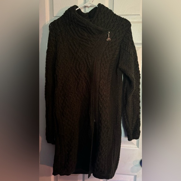 Aran Crafts Sweaters - Aran Crafts Ireland Dark Gray Side Zip 100% Wool Sweater